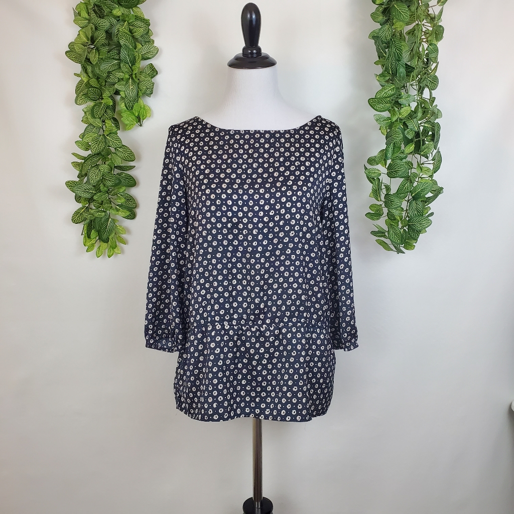 Ann Taylor Polka Dot Evil Eye Peplum Blouse